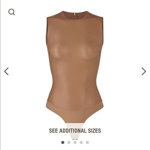 FAUX LEATHER CREW NECK BODYSUIT